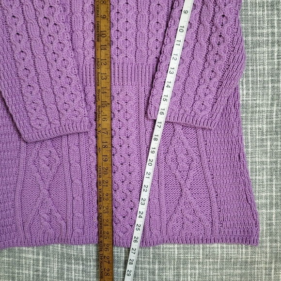 Kilronan Knitwear Cardigan Ireland Merino Wool Aran Style Lilac Rose Women’s S - Picture 4 of 9
